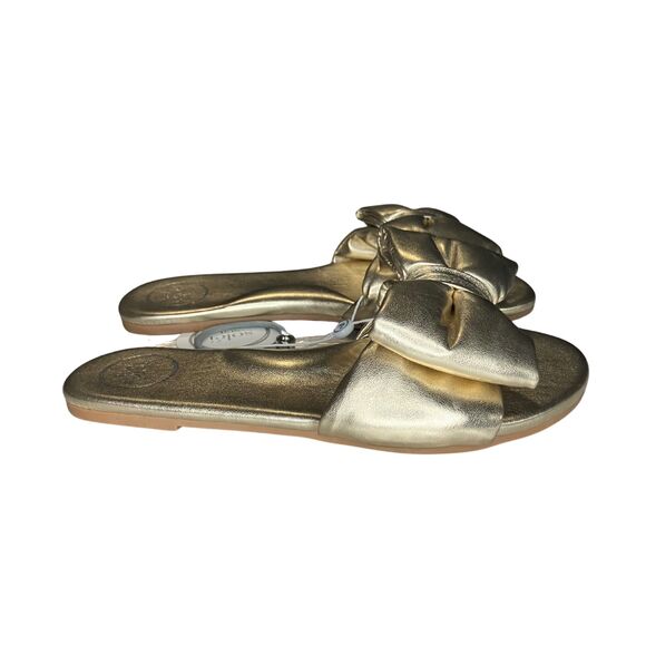 Soléi Sea Gold Bow Slide Sandals – Size 7 / EU 38 – Made in Brazil - Picture 2 of 8